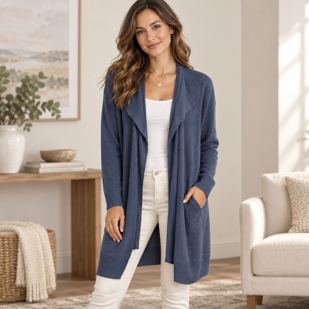 Anthropologie Guinevere Cardigan Waterfall Open Front Blue Size XS
